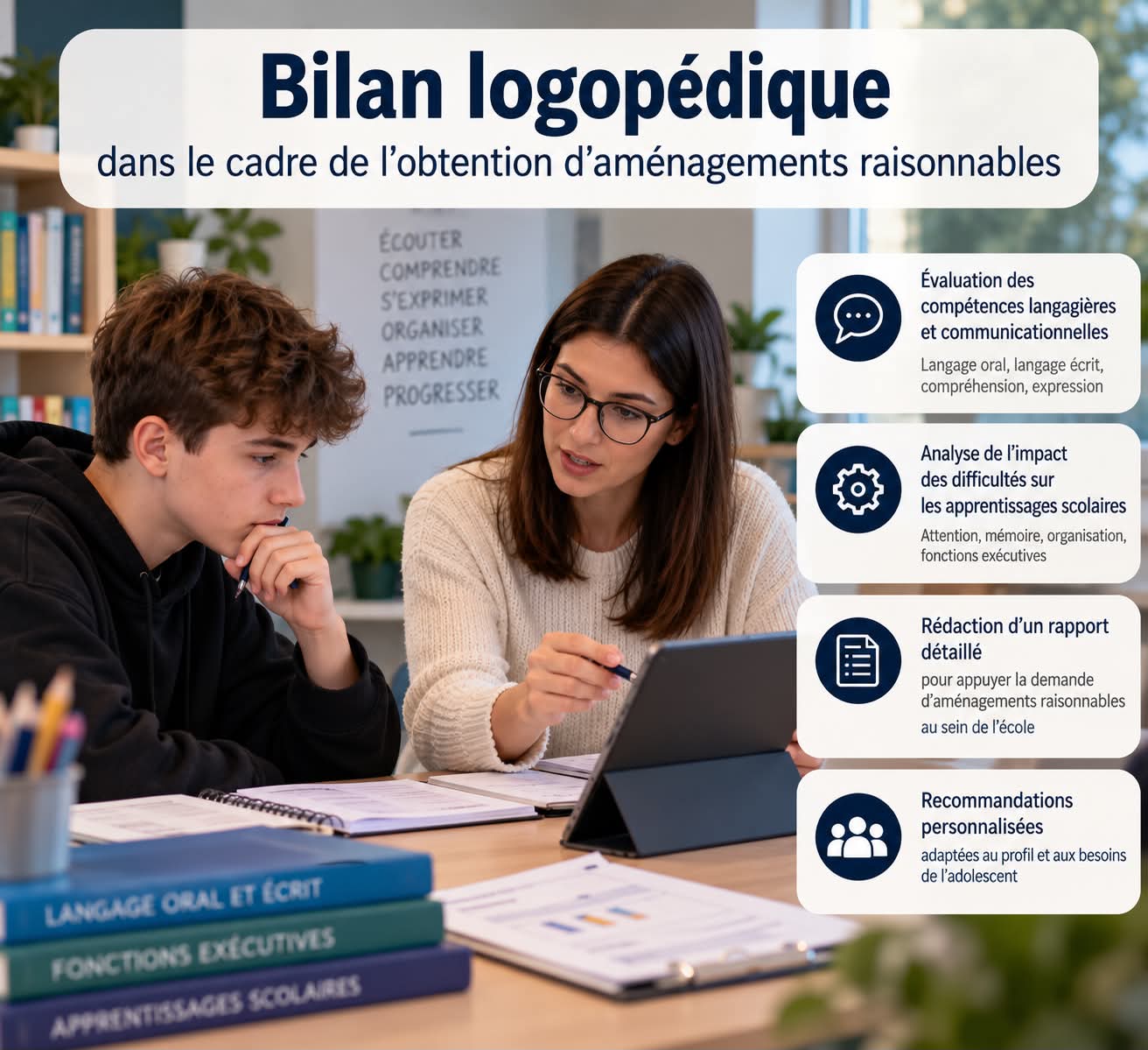 Bilan logopédique dans le cadre de l'obtention d'aménagements raisonnables